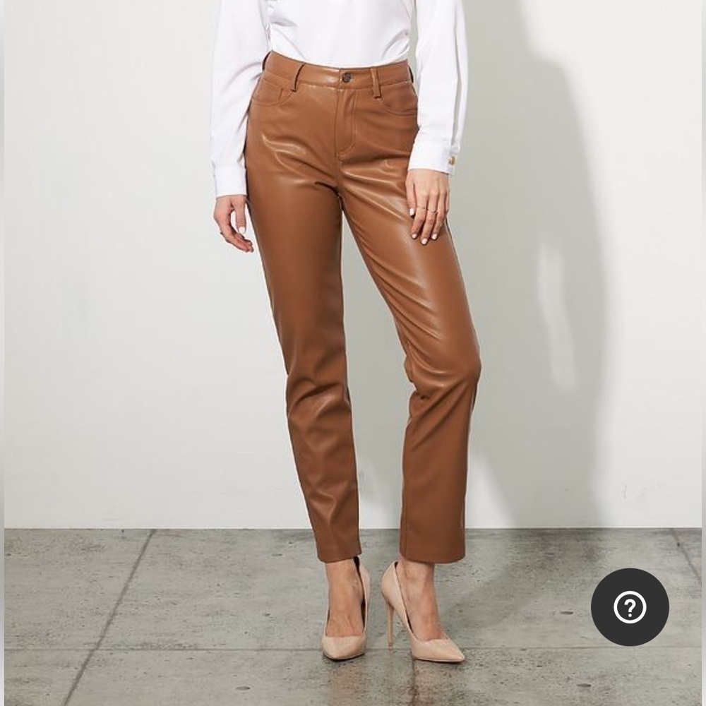 JOSEPH RIBKOFF Nutmeg Faux Leather High Waist Straight Pants Style size 10